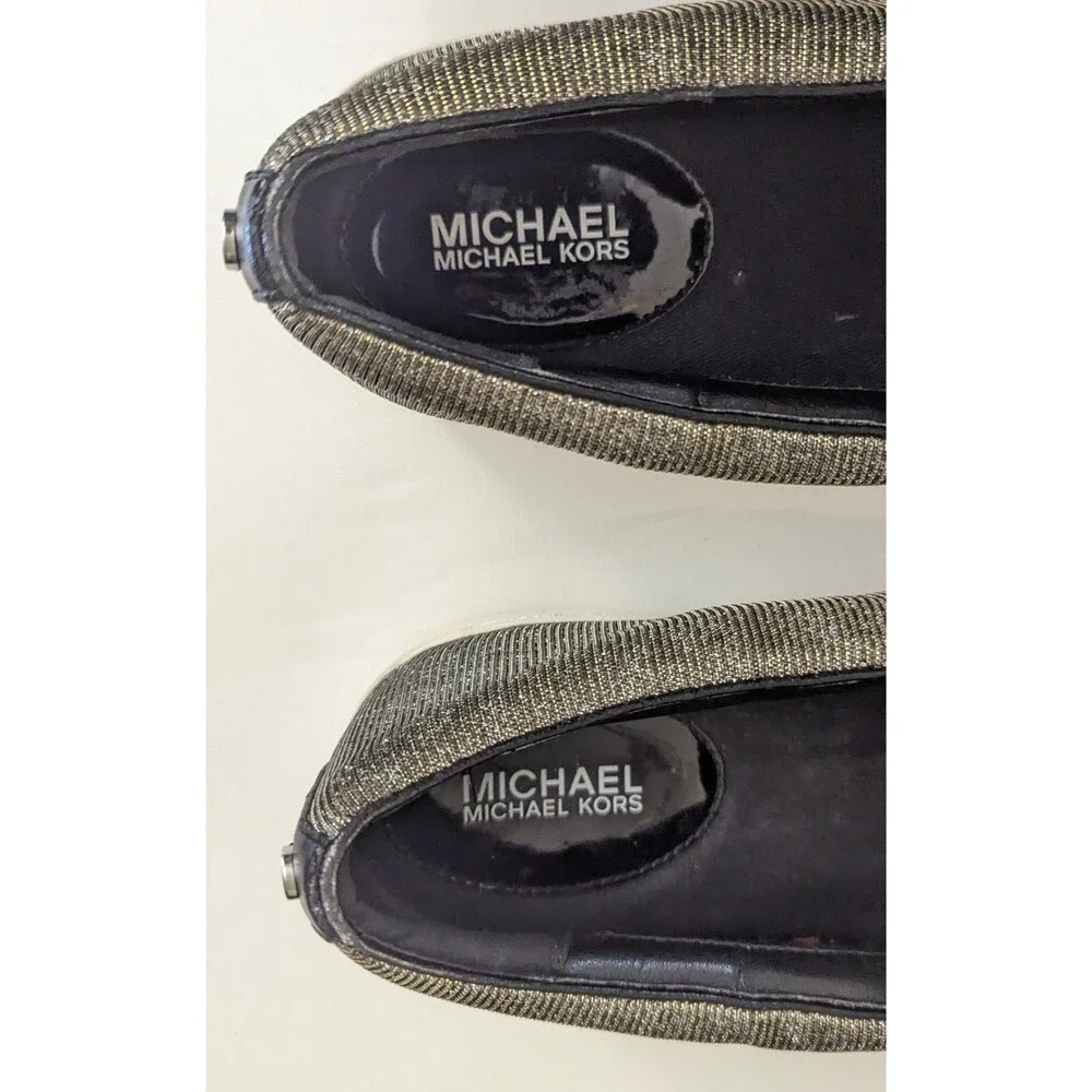 Michael Kors Willa Metallic Gold Silver Bow Slip On Sneaker Shoes Women Sz 11M